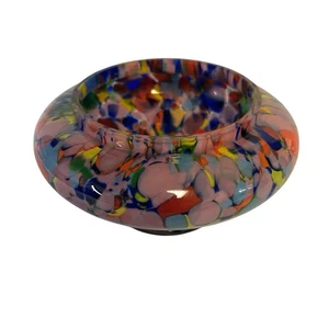 Vintage Likely Murano Art Glass Bowl Candy Dish Multi Colored Rainbow Heavy - Picture 1 of 7