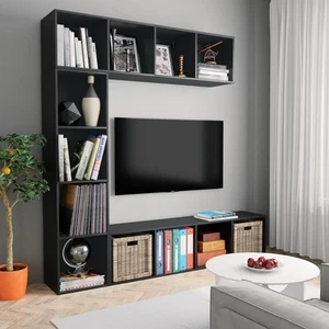 Set Mobili Libreria/Porta TV 3 pz Nero 180x30x180 cm - Foto 1 di 6