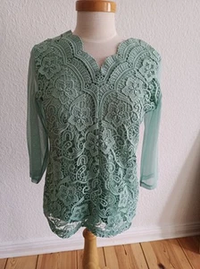 Damen Tunika M😊 Mint Häkel Chiffon Super Zustand - Bild 1 von 3