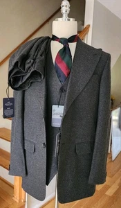 Nuevo con etiquetas Trajes de estudio a medida Traje de lana de 3 piezas Talla ~ 40R Pantalones 37,5x31 - Imagen 1 de 18