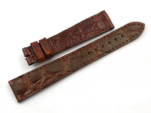 Real Leather Crocodile Watch Strap Brown Amber 17/14mm Flat Buckle Barb - Picture 1 of 4