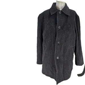 G-III Apparel Men's Coat Medium Black Wool Cashmere Lamb Leather Collar - Picture 1 of 8