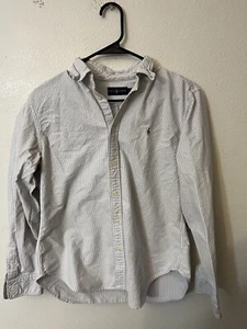Ralph Lauren Boys/Juniors White & Blue Striped Long Sleeve Button Down Large - Picture 1 of 5