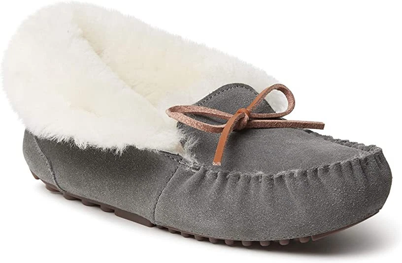 Dearfoams Women's Fireside Brisbane Shearling Foldover Moccasin Slipper 8