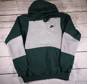 Nike Medium Vintage Rework Hooded Sweatshirt Hoodie Green & Grey Small Logo - Picture 1 of 7
