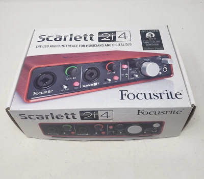 Focusrite Scarlett 2i4 Digital Recording Interface USB Audio Musicians DJs Box - Image 1 of 4
