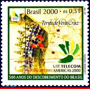 2737 BRAZIL 2000 DISCOVERY OF BRAZIL, MAPS, UIT TELECOM MI# 3001 RHM C-2249, MNH - Picture 1 of 2