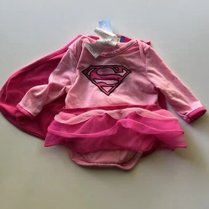 DC Super Friends SuperGirl Bodysuit With Cape 1-Zee Size 0-6 Months. - Picture 1 of 17