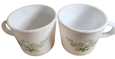 LOTE 2 tazas de café Corelle Corning Ware verde "floral spray" de colección Foto 1 de 4