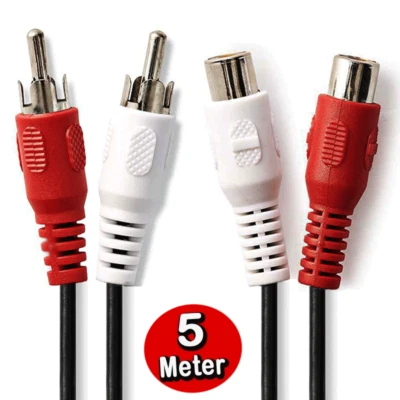 Cinch Verlängerung Cinchkabel Stereo, geschirmt, Cinch Chinch RCA Kabel 5 Meter