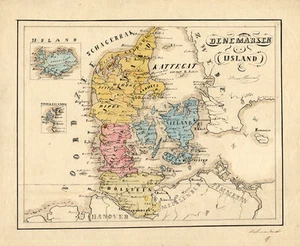 Antique Manuscript Map-DENMARK-ICELAND-Van Bommel-1865 - Picture 1 of 1