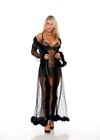 SHIRLEY OF HOLLYWOOD Long Robe Tricot & Marabou Adult Women Lingerie RS1210