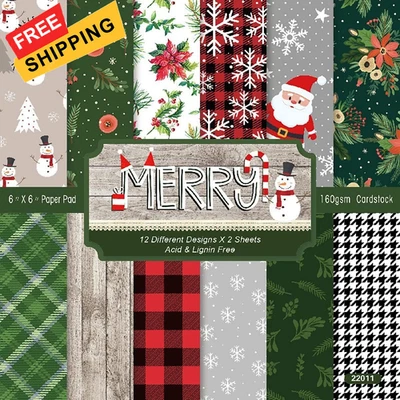 Almohadilla de papel para álbum de recortes YASMEN 6"6" - 24 hojas de Navidad 6 x 6 pulgadas, Navidad - 6x6  Foto 1 de 4