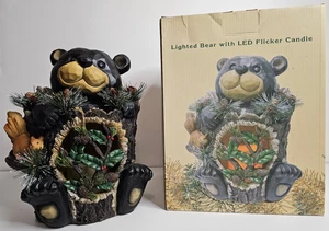 Orso illuminato a botte cracker vintage con candela led sfarfallio funzionante scatola originale - Foto 1 di 13