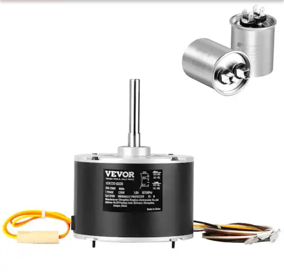 Vevor Condensor Motor Fan YDK120-6G09  1075 RPM 208V-230V Reversible Rotating - Image 1 of 4