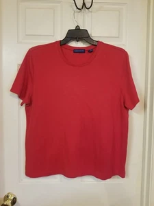 Karen Scott Top XL Rosso Classico Tshirt Manica Corta Girocollo Leggi - Foto 1 di 11
