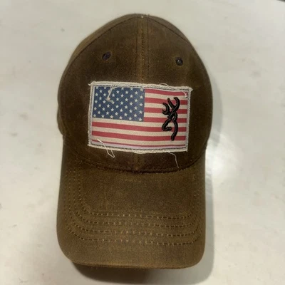 Sombrero Browning Gorra Correa Trasera Marrón Bandera Americana Parche Bordado Lona Para Hombres Foto 1 de 4