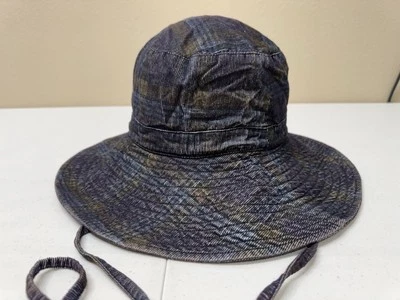 Sombrero cubo Free People Rahi para mujer azul a cuadros fantasma cordón ligero talla única  Foto 1 de 4