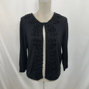 Talbots Lammwollmischung Cardigan Gr. PL schwarz Perlen 3/4 Ärmel Pullover gebraucht, in einwandfreiem Zustand - Bild 1 von 8