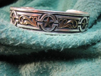 Bracelete de punho estilo sudoeste 2 1/2" marcado MONTANA OURIVES - Imagem 1 de 4