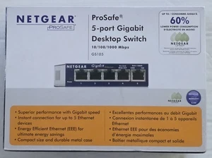 NETGEAR ProSafe Gigabit FS105 5-Ports Ethernet Switch Factory Sealed New - Picture 1 of 6