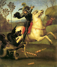 Saint St. George and the Dragon by Raphael 1505 Fine Art Poster Repro FREE S/H