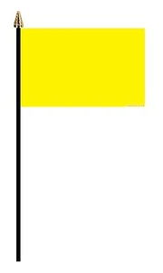 PLAIN YELLOW PACK OF 12 SMALL HAND WAVING FLAGS flag 6"x4" with 10" pole - Picture 1 of 1