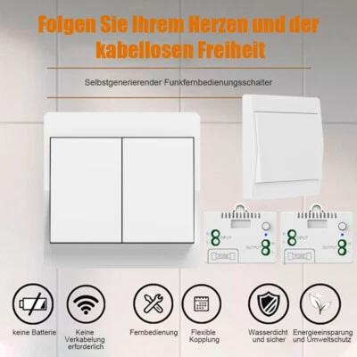 Funk Wechsel-Schalter Wand-Sender Unterputz Einbauschalter Empfänger kabellos DE - Bild 1 von 4