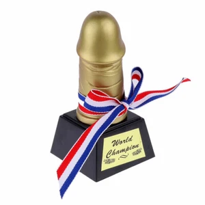 Golden Penis Shape Trophy Party Funny Prop Creative Novelty Plastic Gift AU - Picture 1 of 10