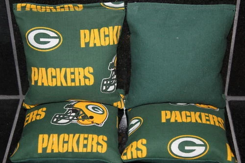 4 BOLSAS DE FRIJOLES CORNHOLE PARA TODO CLIMA hechas con tela Green Bay Packers Foto 1 de 1