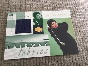 JUSTIN ROSE 2002 Upper Deck Golf Fairway Fabric Shirt RELIC CARD# JR-FF (A) - Foto 1 di 2
