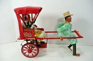 Rickshaw PoussePousse (Push-Push) Madagascar Madera Metal Recuerdo ¡Hecho a Mano!¡! - Imagen 1 de 12