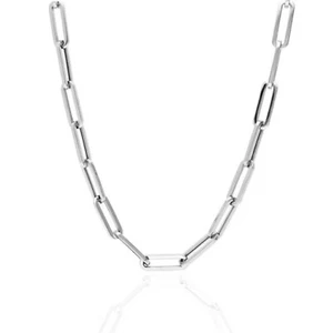 WEISSGOLD Italienische Kette über 925 Sterling Silber Büroklammer Rhodium Halskette - Bild 1 von 6
