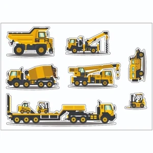 Construction Vehicles Sticker Sheet Decal Wall Self Adhesive Vinyl A4 PS0234 - Picture 1 of 1