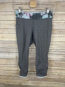 IVIVVA Lululemon Size 14 QUICK TRICK Gray Print Capris Crops Side Pockets Active - Picture 1 of 10