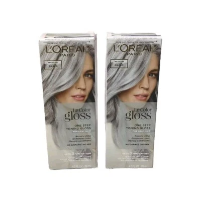 Brillo tonificante de cabello Silver L’Oreal Le Color Gloss One Step 4 oz cada uno NUEVO Foto 1 de 4