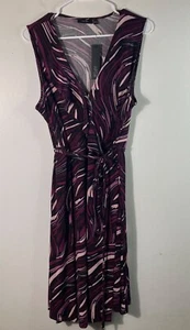 Womens Apt 9 Aurora Asymmetrical Ruffle Wrap Dress XL NWT Burgundy Black - Picture 1 of 10