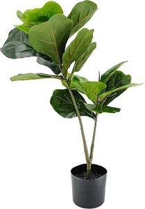 2.3Ft Artificial Potted Plant Fake Fiddle Leaf Fig Plant in Black Pot for Home O - Picture 1 of 12