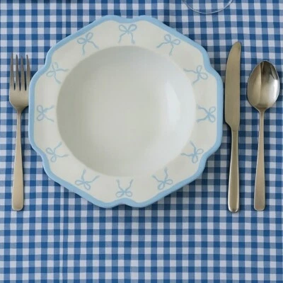 Juego de 4 cuencos de postre Shabby Chic de melamina con arcos azules coqueta borde festoneado Foto 1 de 4