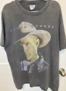 Vintage 90s Garth Brooks Country T Shirt Faded Size L - Picture 1 of 4