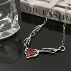 Gothic Skull Claw Heart Necklace For Women Trendy Red Exaggerated Dark Chokers