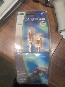 Belkin USB Lighted Cable USB Computer Cable USB B 2.0 6 Feet 1.8 Meters Blue - Picture 1 of 2