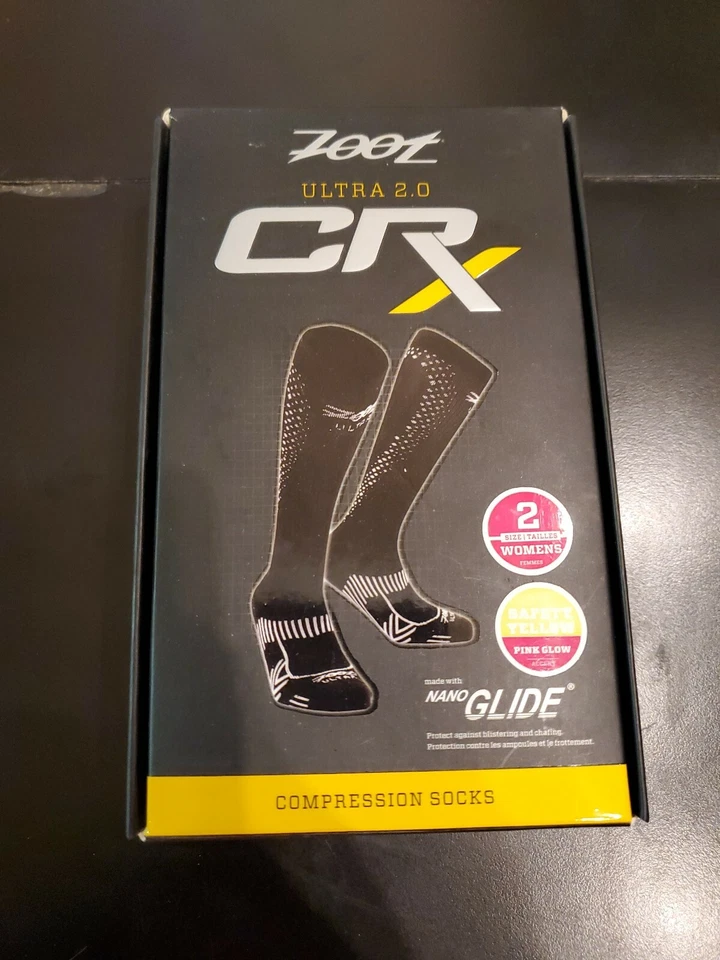 Zoot Women's Ultra 2.0 CRx Sock - Safety Yellow Nano Glide Pink Glow Accent - Image 1 of 4