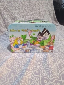 Alice In Wonderland Tea Party Set of 2 Cups 2 Saucers 1 Spoon Lunch box England - Picture 1 of 7