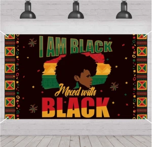 72x43in Happy Black History Month Backdrop African American Decoration Party Ban - Picture 1 of 6