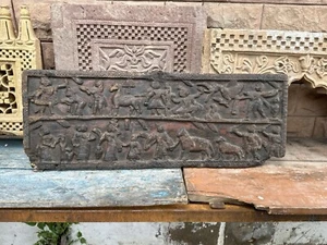Hermosa figura tallada de madera antigua rara de 1700 panel de pared del sur de la India - Imagen 1 de 14