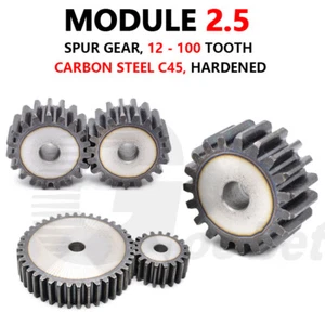 Mod 2.5 Spur Gear C45 Steel 12 to 100 Tooth Hardened Motor Pinion Cogwheel Flat - Picture 1 of 71