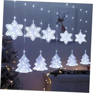 Christmas Window Lights Indoor - 2M 160 LED Snowflake & Tree Cold White - Picture 1 of 7