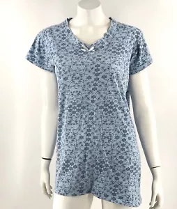 Mayfair Pajamas Womens Size Small Blue Floral Nightgown PJs Cotton Short Sleeve - Picture 1 of 4