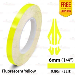 1/4" 6mm PinStriping Stripe Tape Styling Decal Vinyl Sticker FLUORESCENT YELLOW - Picture 1 of 12